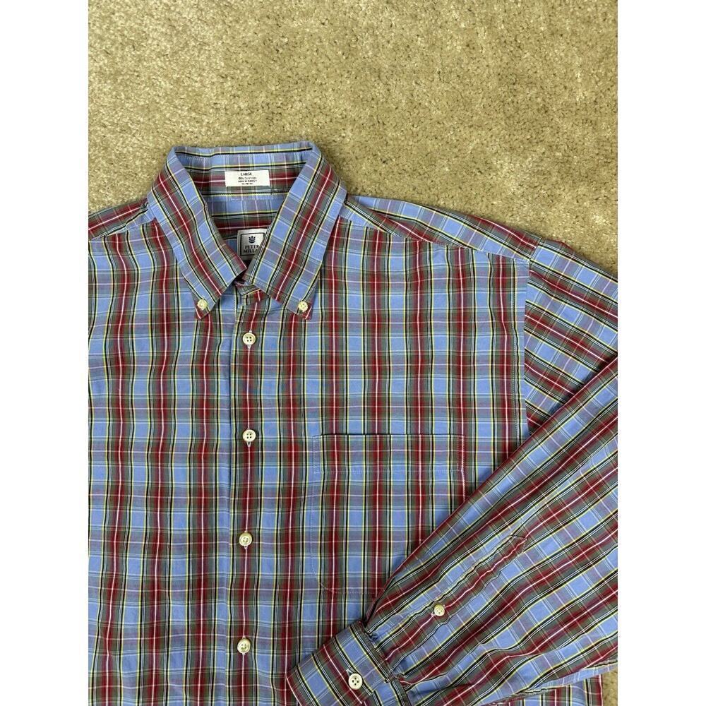 Peter Millar Button Up Long Sleeve Plaid Shirt Sz Large Button Down Collar B124
